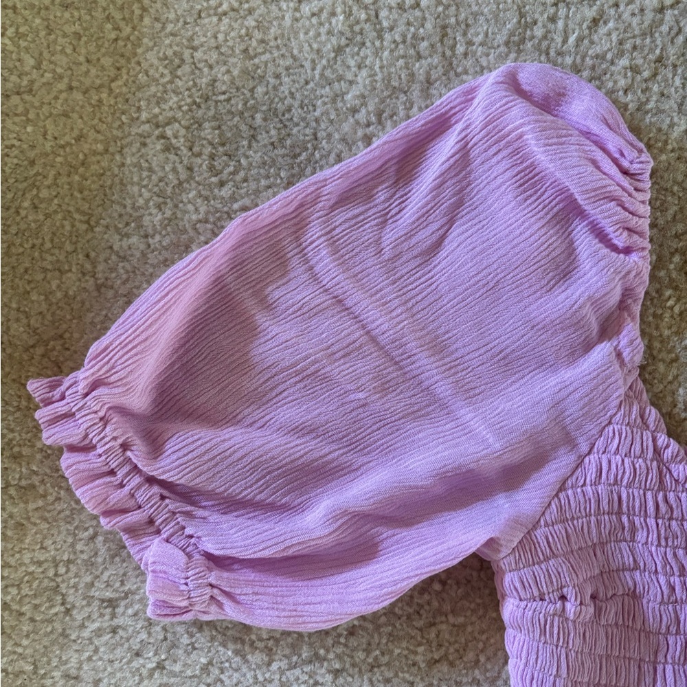 Abercrombie & Fitch Pink Puff Sleeve Midi Dress - Picture 3 of 4